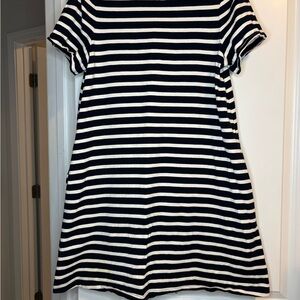 Kate Spade Navy and White Striped Dress Zip Back A-Line Size M Nautical